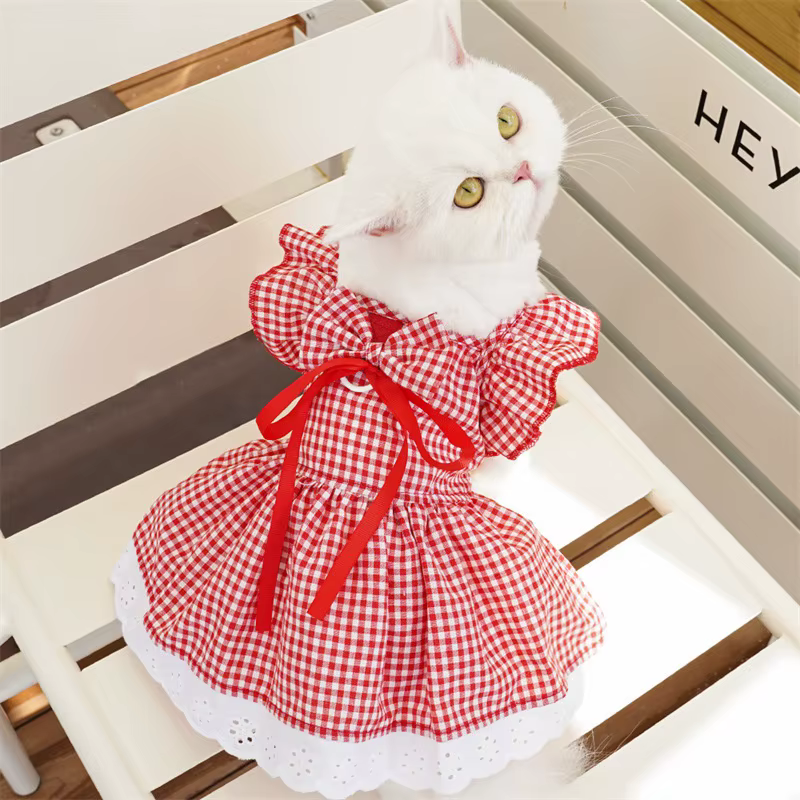 Vestido de princesa para perros y gatos – Disfraz floral con lazo - imagen 5