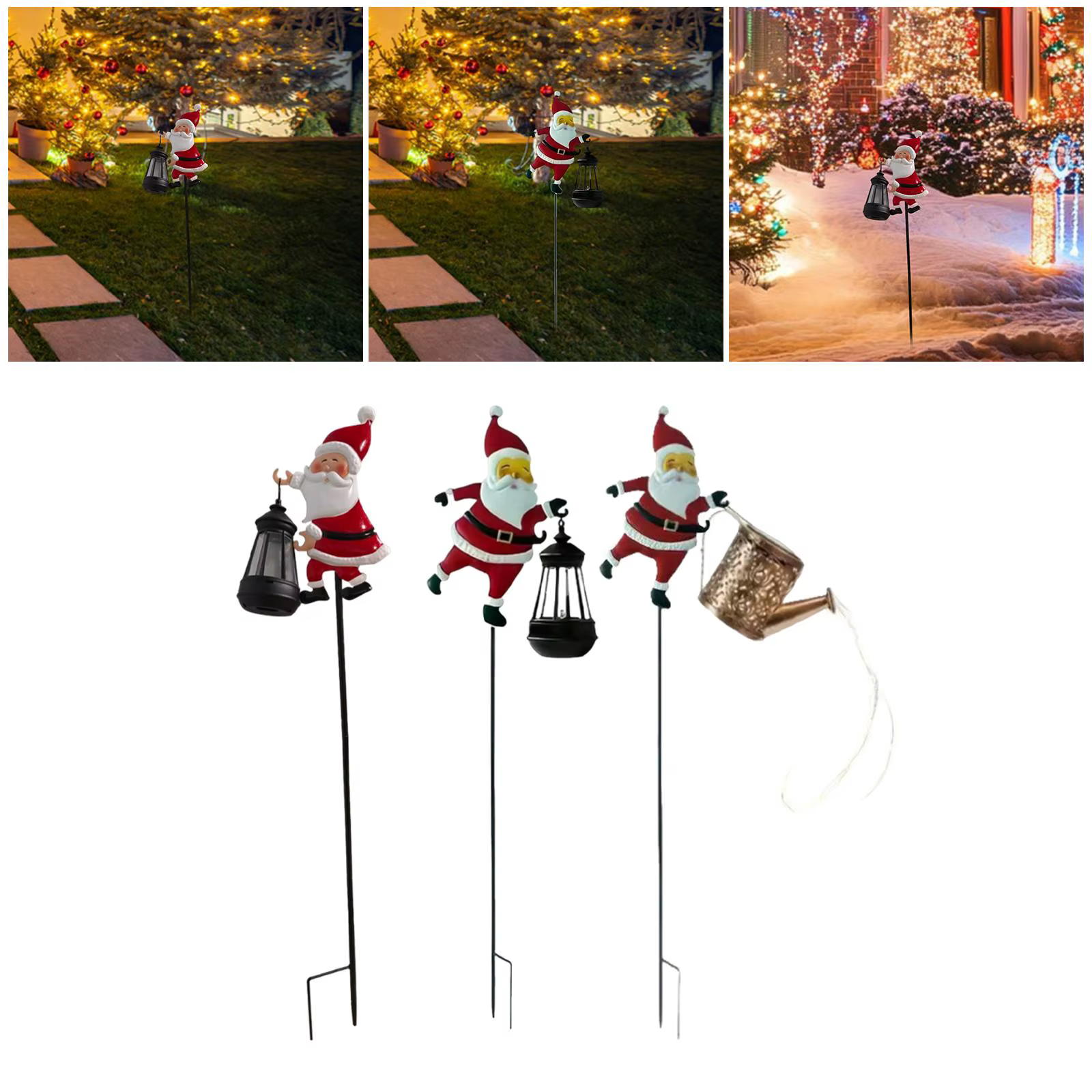 Luz solar de jardín exterior con forma de Papá Noel para decorarlo - imagen 4