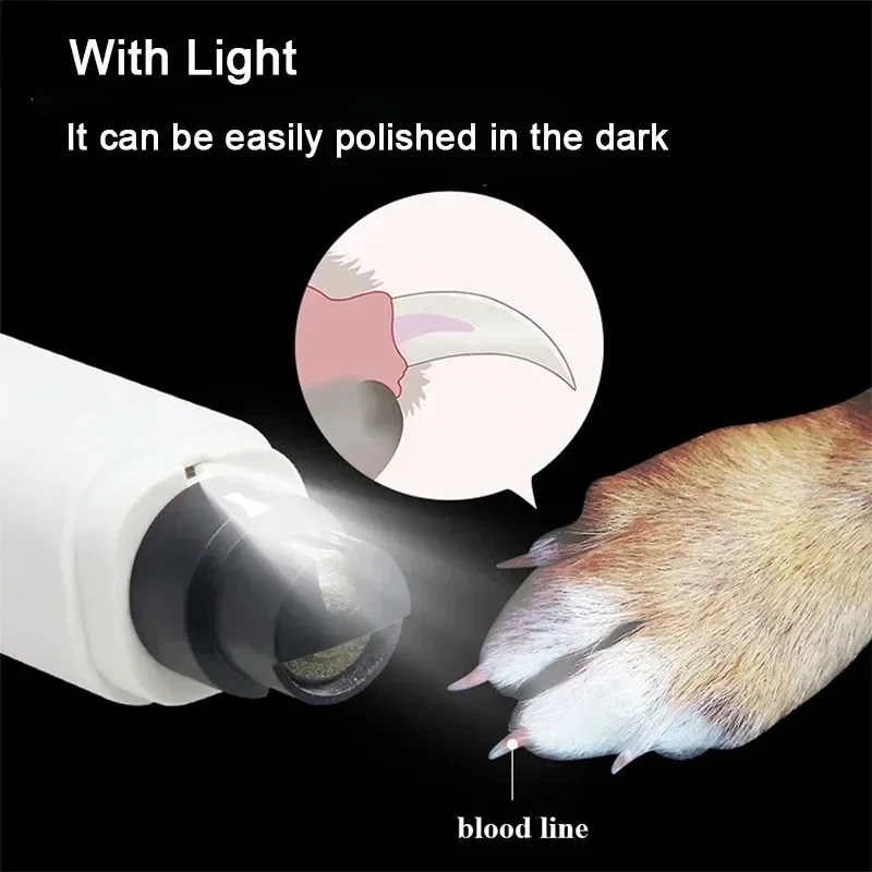 Lima uñas eléctrica recargable USB con LED para perros y gatos - imagen 3