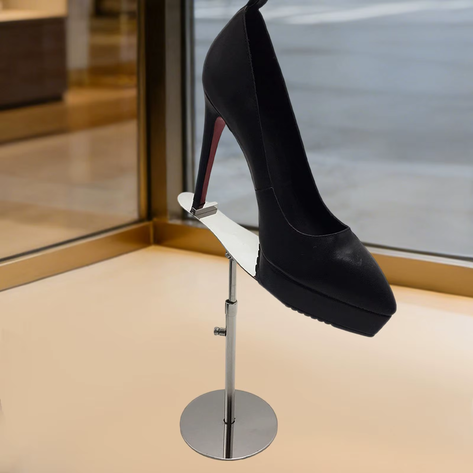 Expositor de zapatos ajustable para mostrador