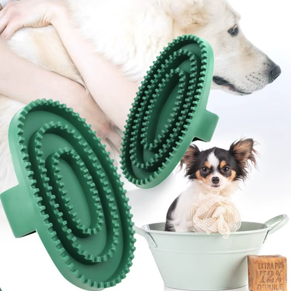 Cepillo Silicona 2 en 1 para Gatos y Perros – Baño, Masaje y Quitapelos