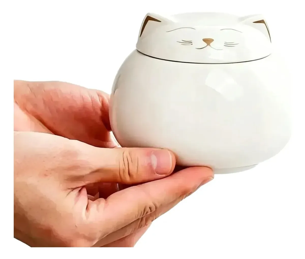 Urna de cerámica con tapa en forma de gato