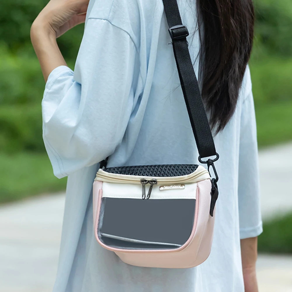 Bolsa bandolera transpirable con malla y ventana para hámsteres, loros - imagen 4