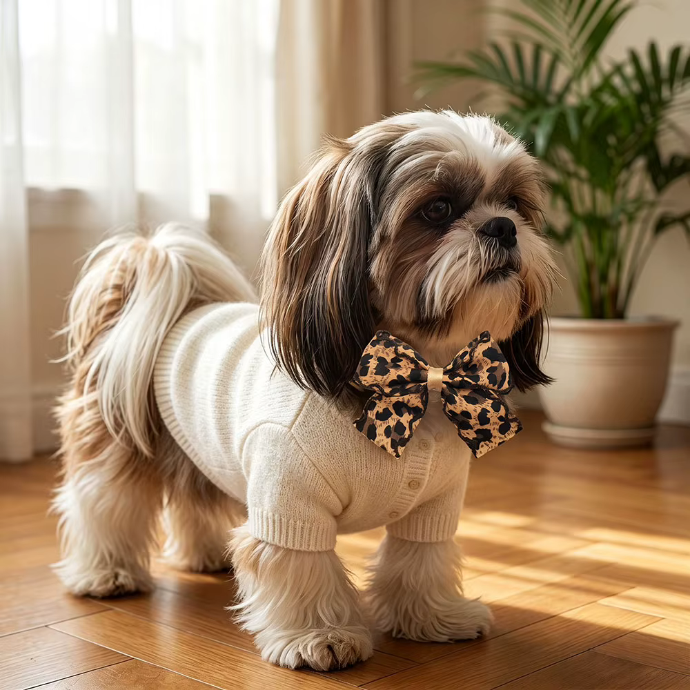 Corbatín de leopardo para perros, ajustable, accesorio otoño e invierno - imagen 2