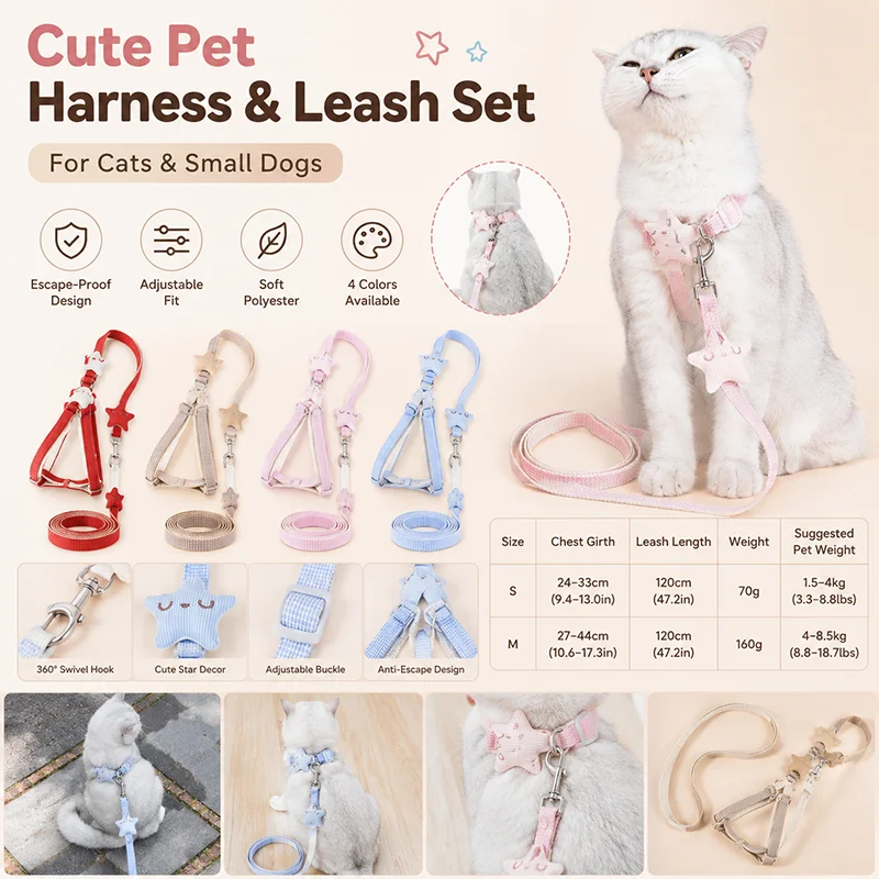 Arnés con correa anti-escape ajustable para perros y gatos - imagen 3