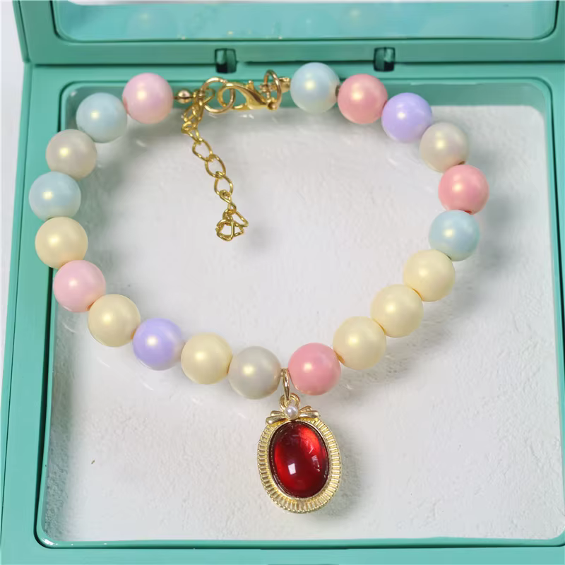 Collar elegante con perla y piedras para gatos y perros pequeños - imagen 4