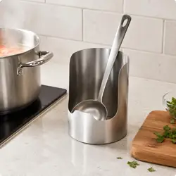 Soporte Cuchara Acero Inoxidable Cepillado para Gatos y Perros