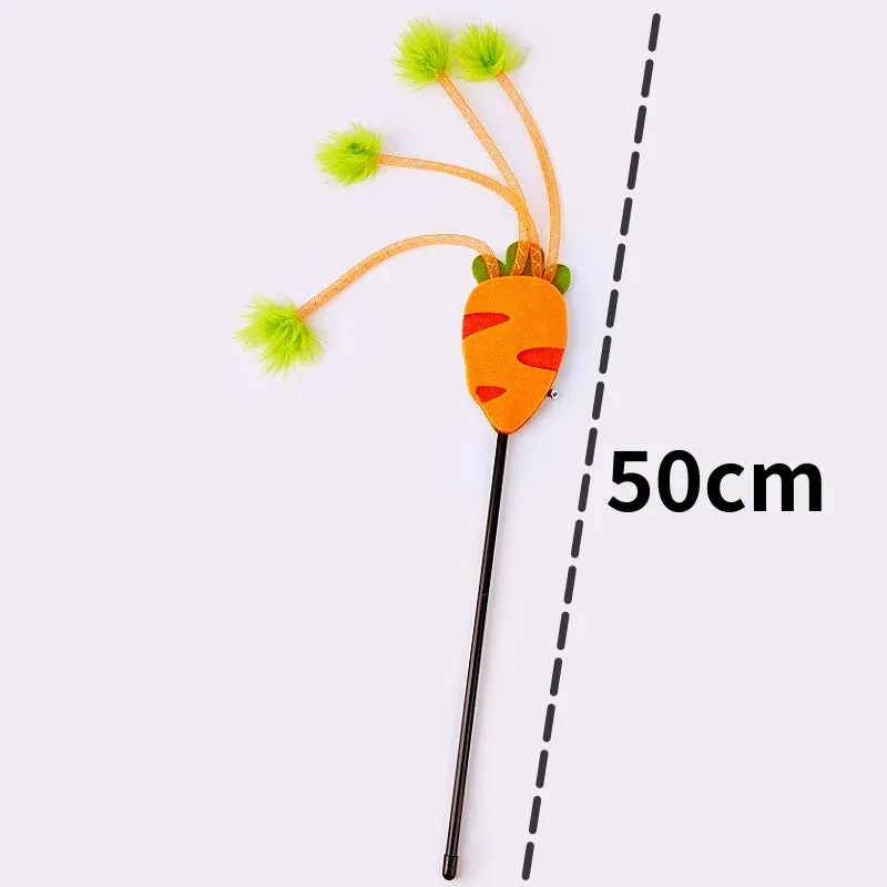 Juguete para gatos con varita interactiva de plumas y borlas campana