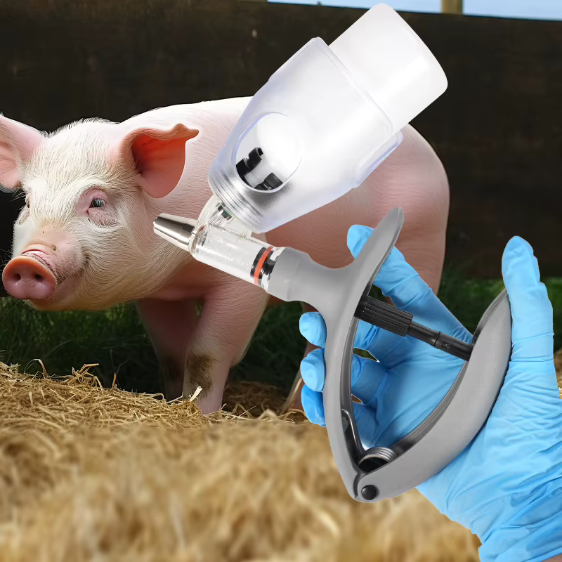 Jeringa automática veterinaria para ganado – Inyector ajustable con agujas - imagen 3