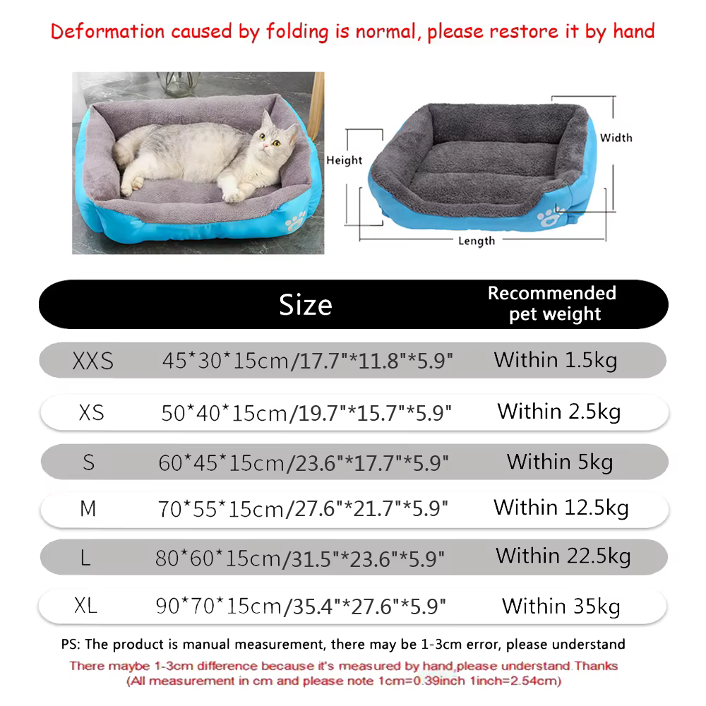 Cama cuadrada suave para gatos y perros medianos, nido cálido - imagen 5