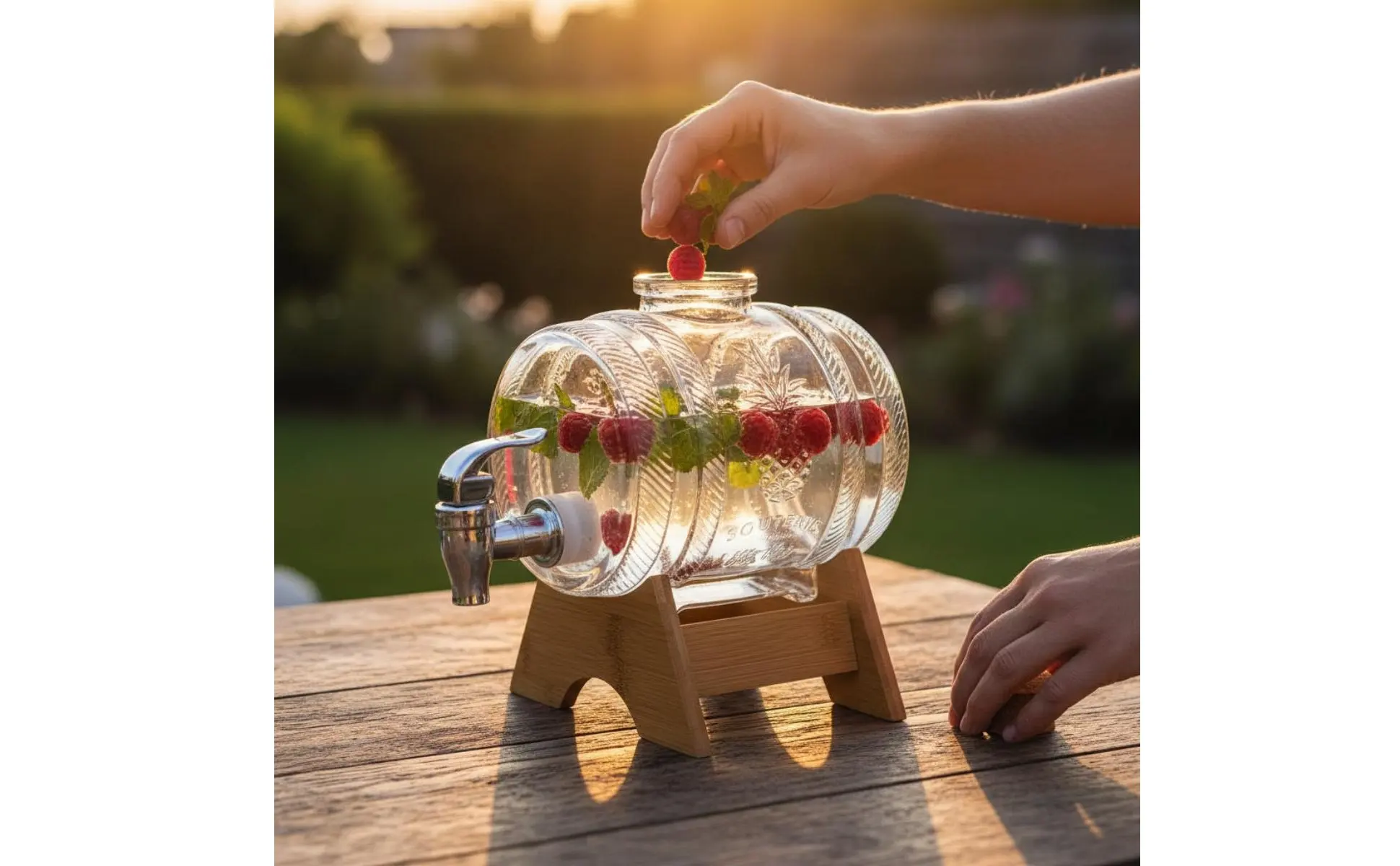Dispensador con soporte de madera para encimera