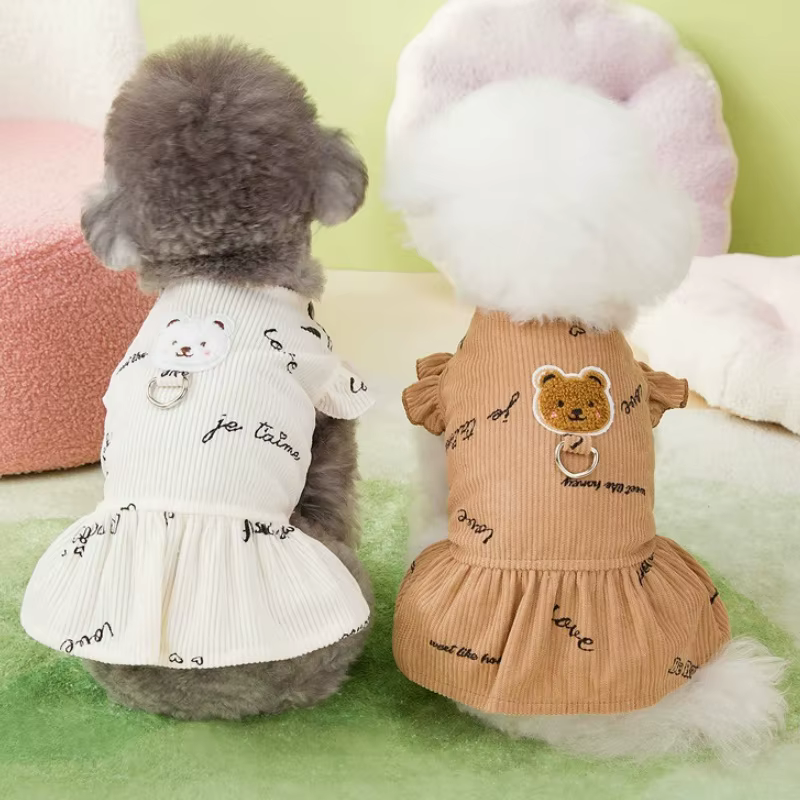 Vestido con mangas abullonadas para perro y gato – Ropa con estampado para mascotas - imagen 2