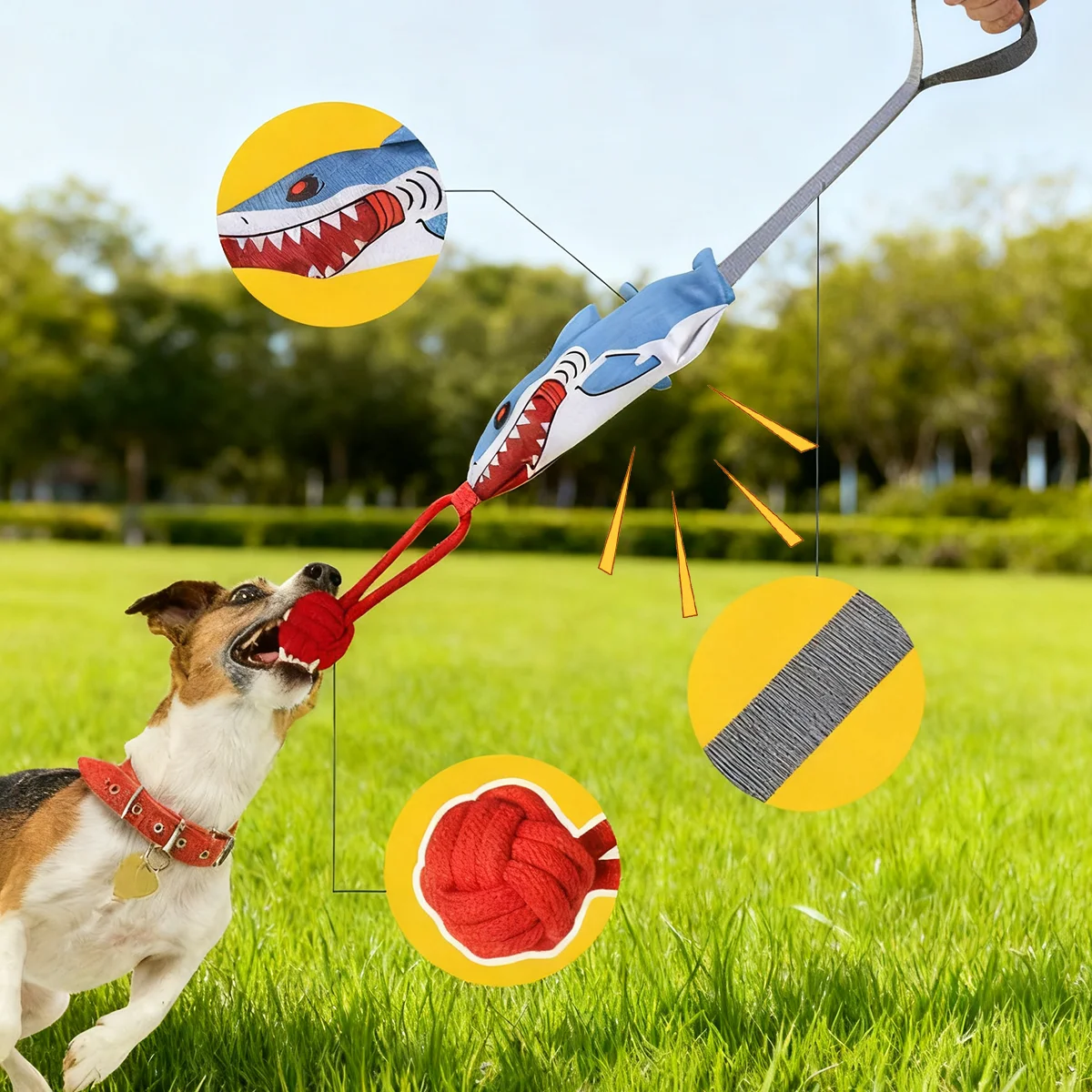 Detalle de efecto sonido del juguete para perros