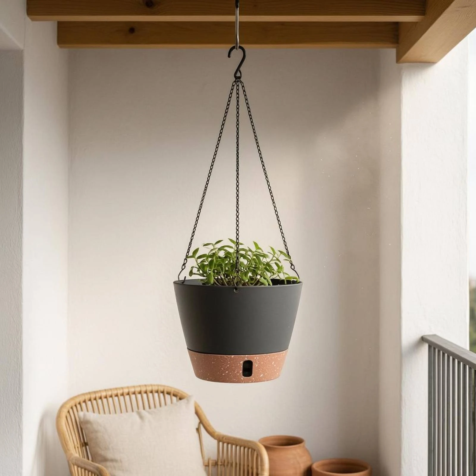 Maceta colgante de plástico bicolor para gatos y perros, jardín - imagen 2