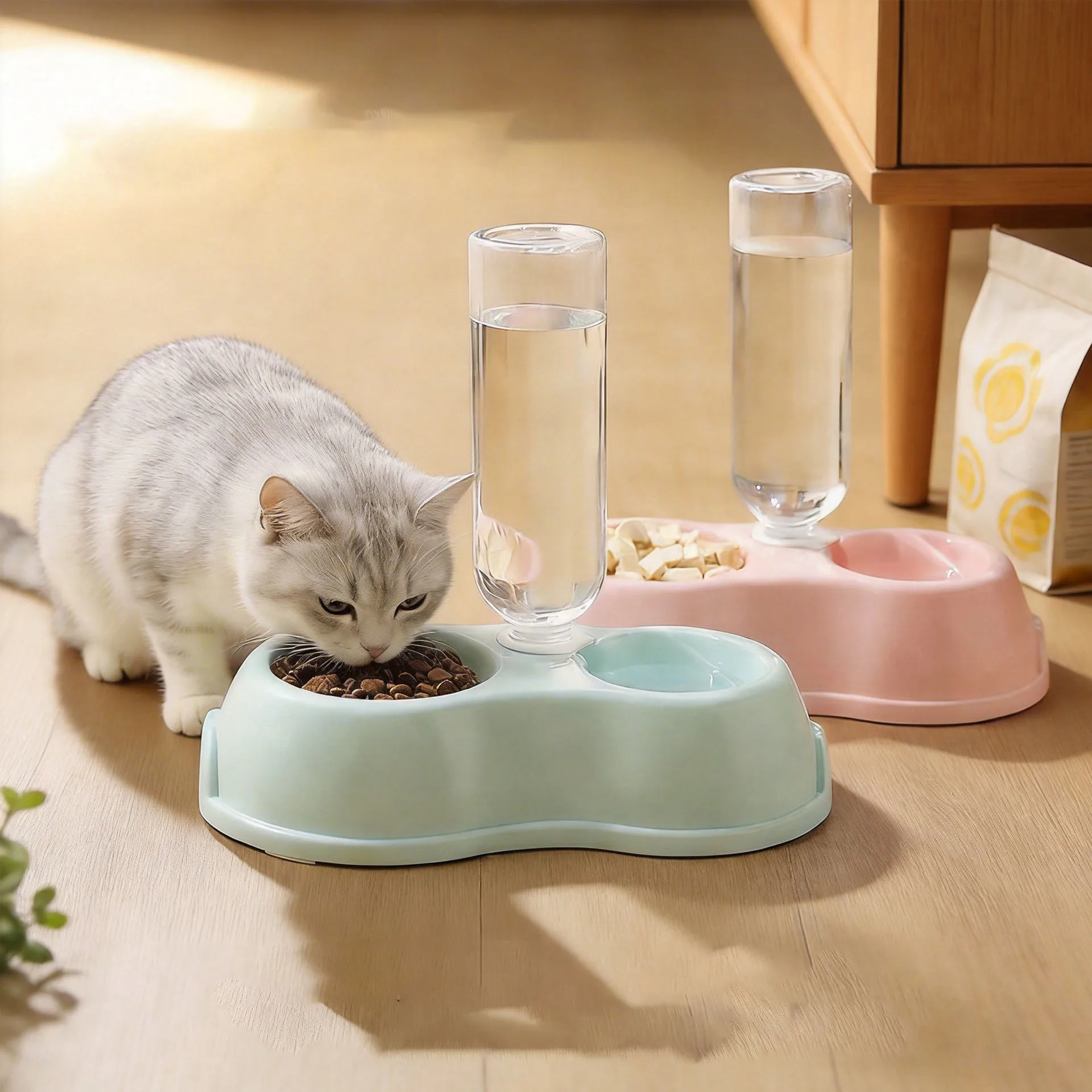 Comedero doble automático con agua integrada para perros y gatos - imagen 5