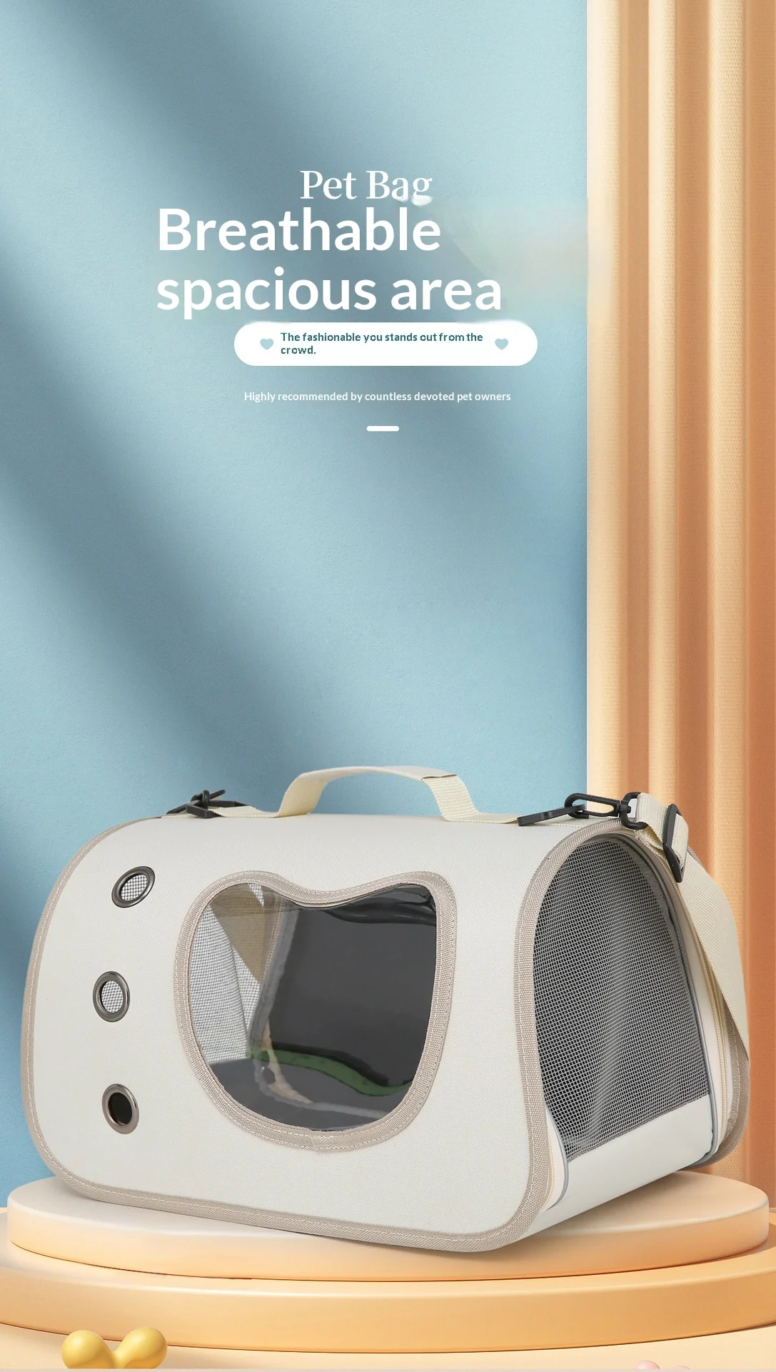 Transportín plegable para gatos con diseño transpirable