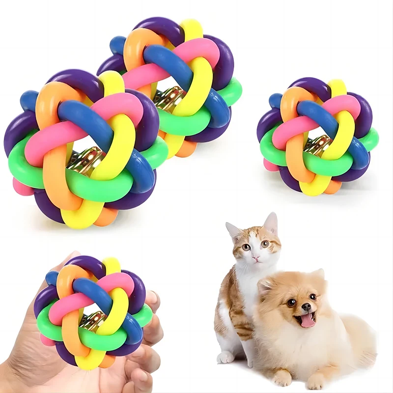 Set 3 Juguetes de Goma para Perros Cachorros – Pelotas Resistentes con Campana - imagen 4