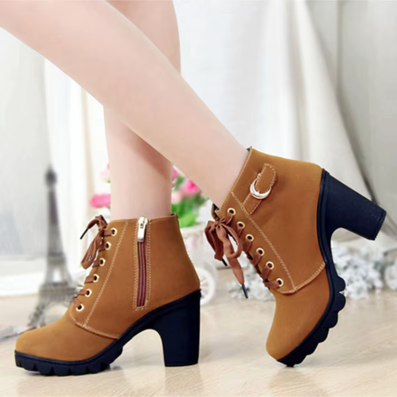 Botas de plataforma con tacón alto y hebilla para mujer - imagen 3