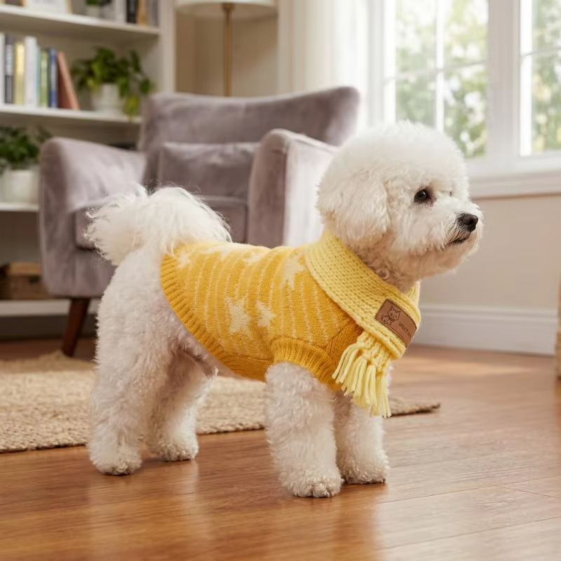Suéter Tejido con Bufanda para Perro Chihuahua y Gato – Abrigo Cuadros - imagen 5
