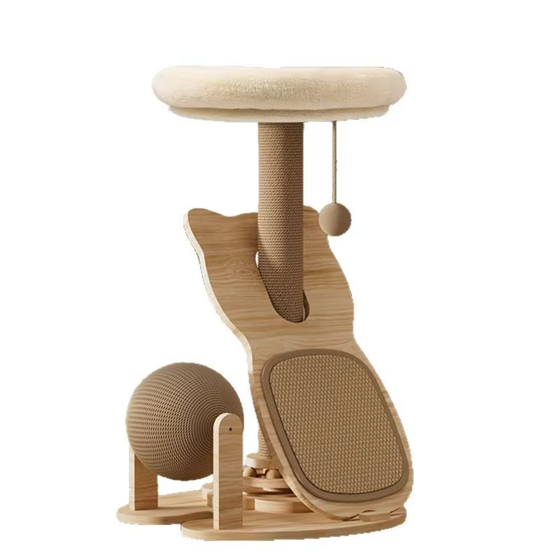Árbol rascador de madera y sisal para gatos grandes con cueva - imagen 4