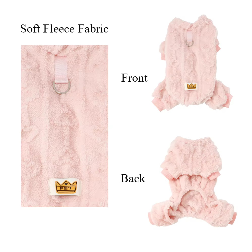 Traje cálido de felpa con anilla para correa – Ropa invierno para perro Chihuahua y gato - imagen 3