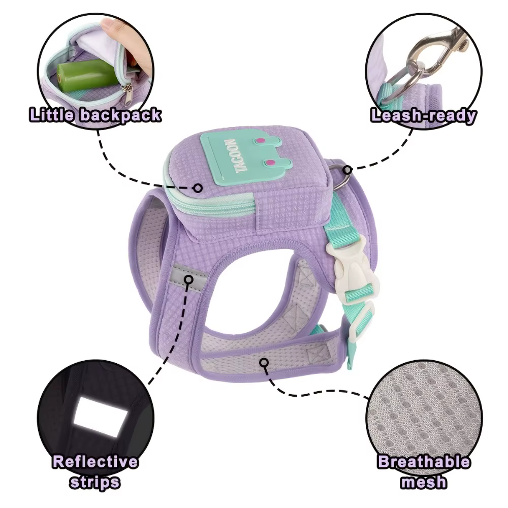 Mochila arnés antipullido chaleco ajustable reflectante para perros
