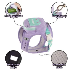 Mochila arnés antipullido chaleco ajustable reflectante para perros