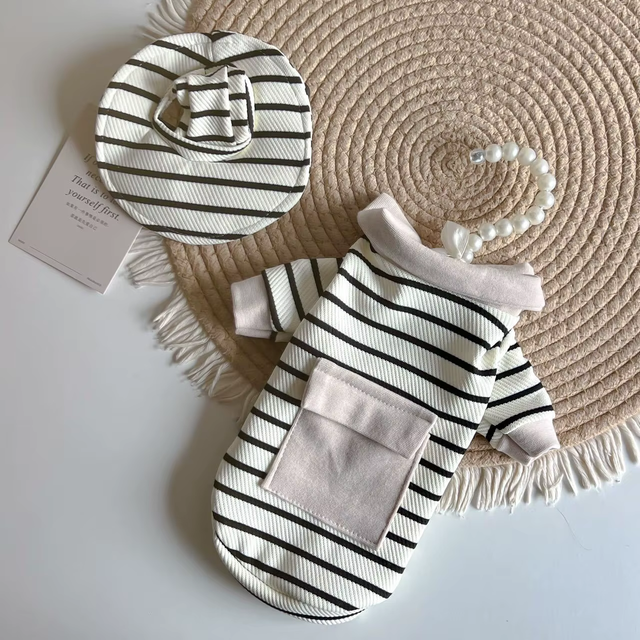 Chándal Invierno para Perros Pequeños – Sudadera Capucha y Camiseta a Rayas - imagen 2
