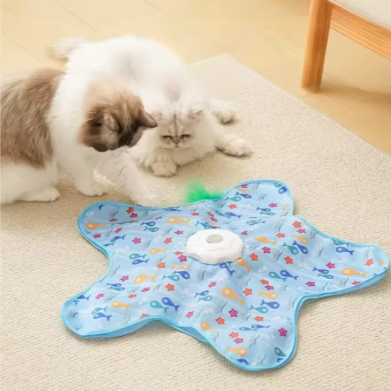 Juguete interactivo para gatos: ratón chirriante y escondite con plumas - imagen 3