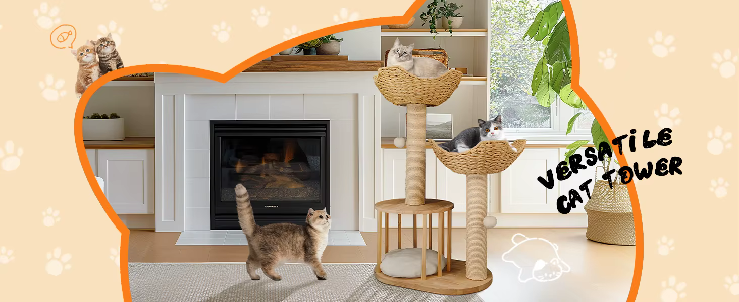 Condominio y cestas acolchadas para gatos