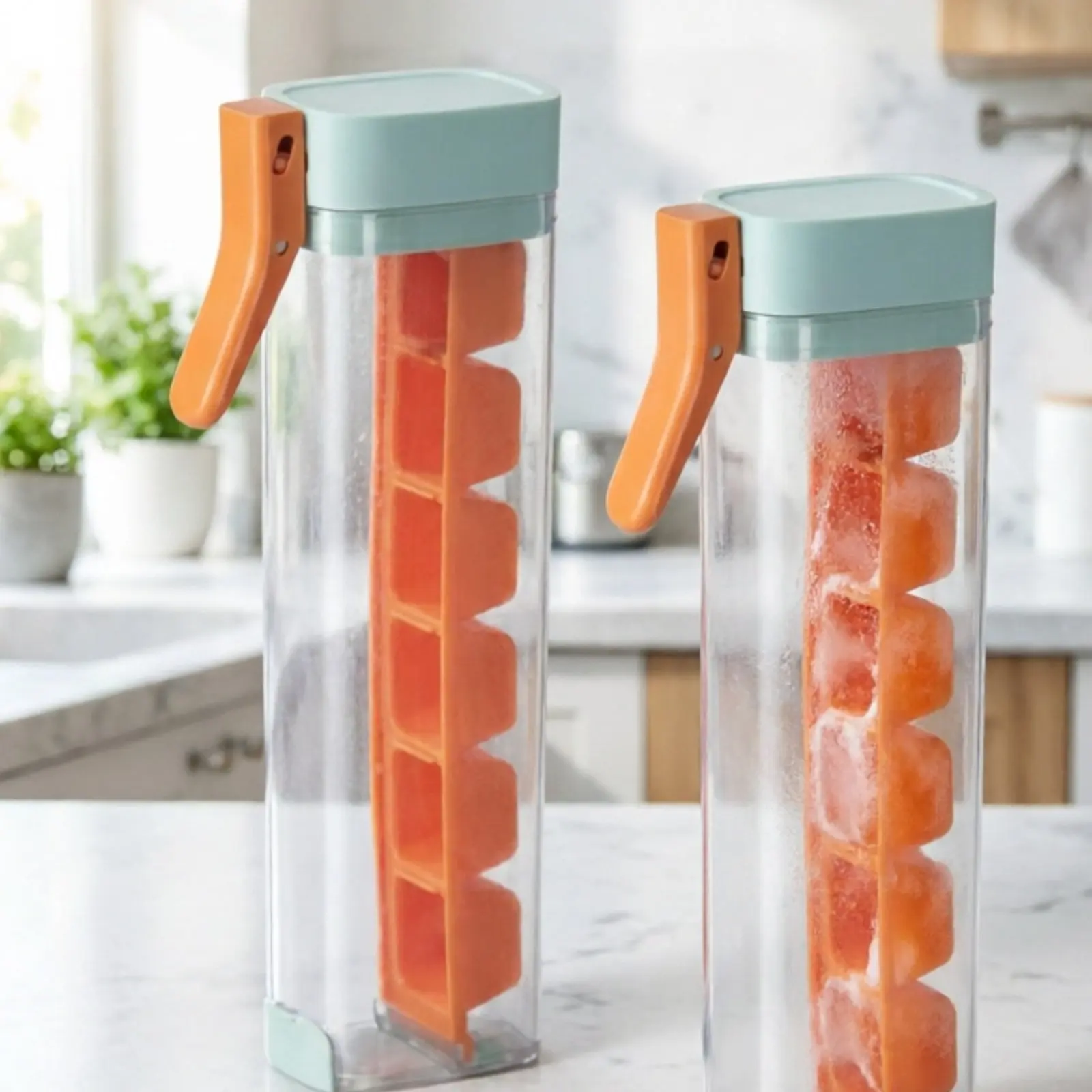 Bandeja de hielo ahorradora de espacio, higiénica para gatos y perros