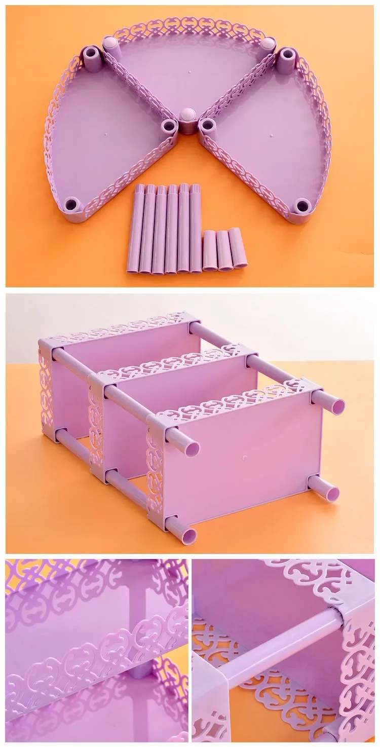 Soporte organizador en uso sobre una superficie con productos organizados