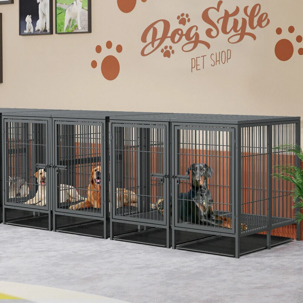 Jaula metálica para perros grandes: corral con panel divisor extraíble