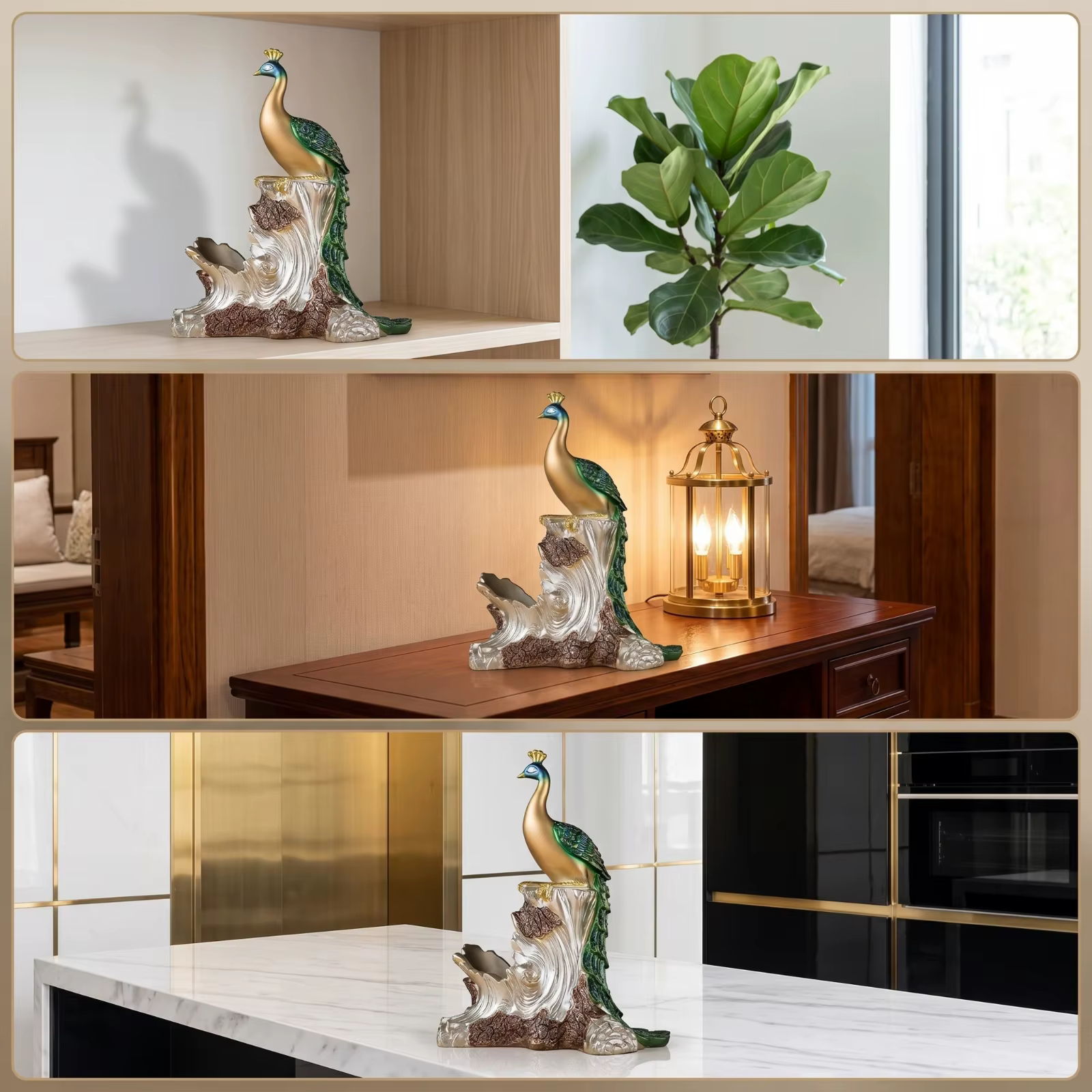 Soporte para botellas con pavo real decorativo para comedor - imagen 2