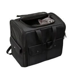 Mochila transpirable de gran capacidad para gatos con bolsillos