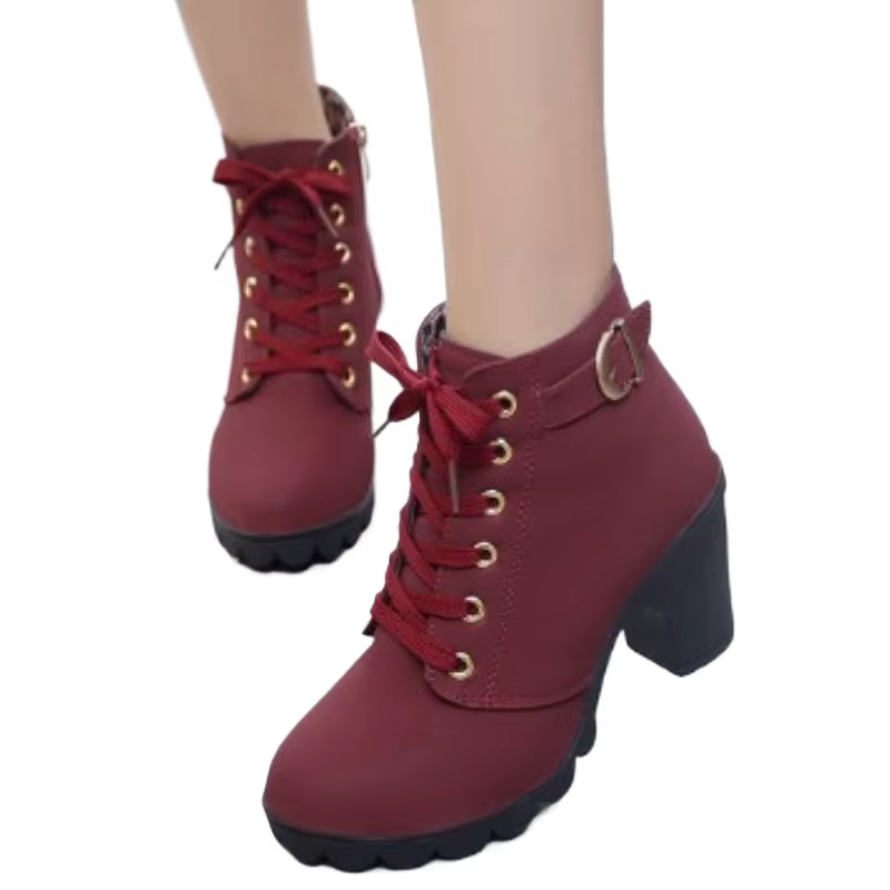 Botas de plataforma con tacón alto y hebilla para mujer - imagen 4