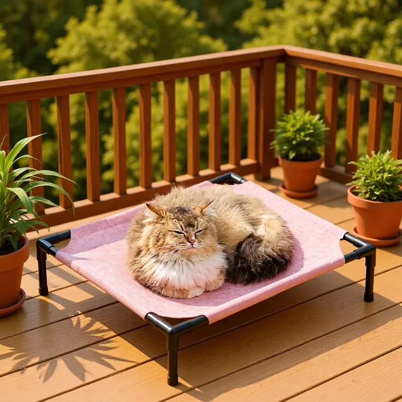 Cama elevada transpirable para gatos – Casa de campaña con cesta lavable - imagen 4