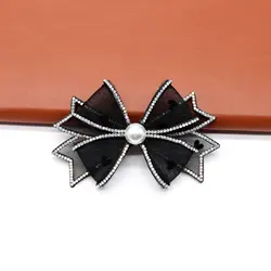 Lazos con pedrería negra y perlas removibles para collar de perro