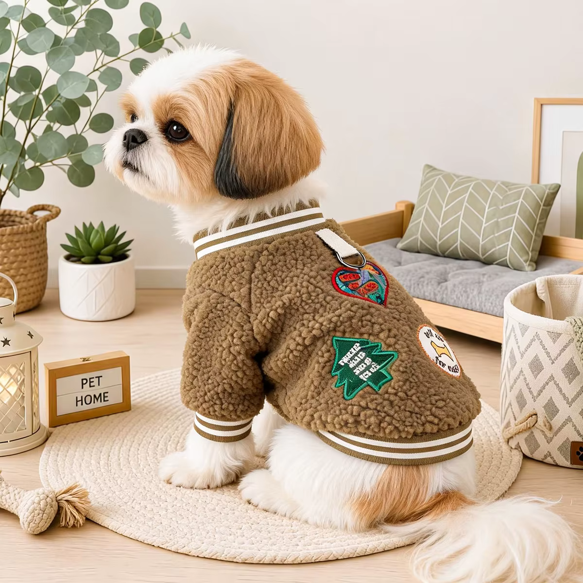 Abrigo de felpa para perros pequeños y cachorros