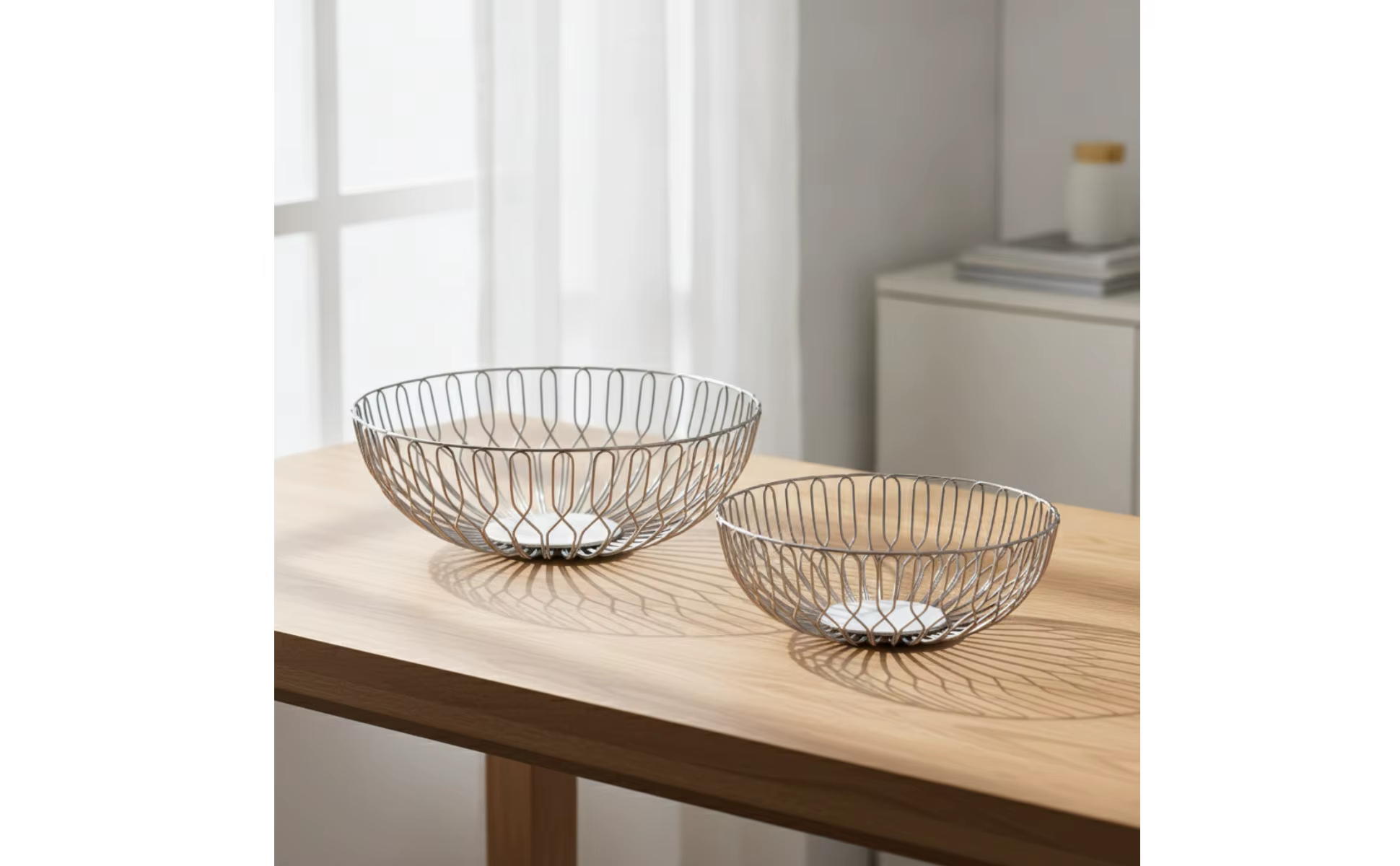 Cesta de alambre metálica para encimera con diseño aireado
