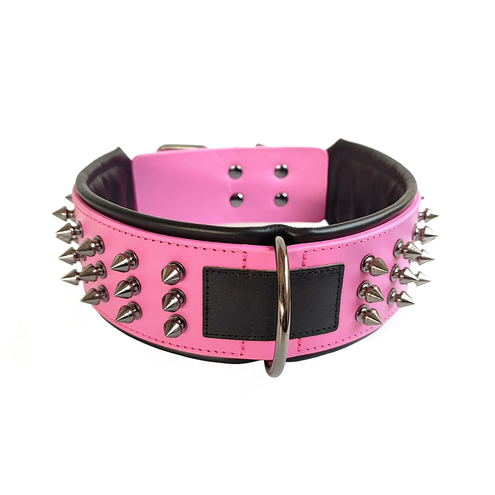 Collar de cuero con púas metálicas antimordeduras para perro - imagen 3