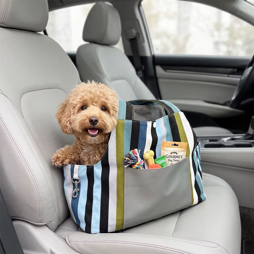 Bolsa transporte impermeable a rayas para gatos y perros, bolso viaje - imagen 4