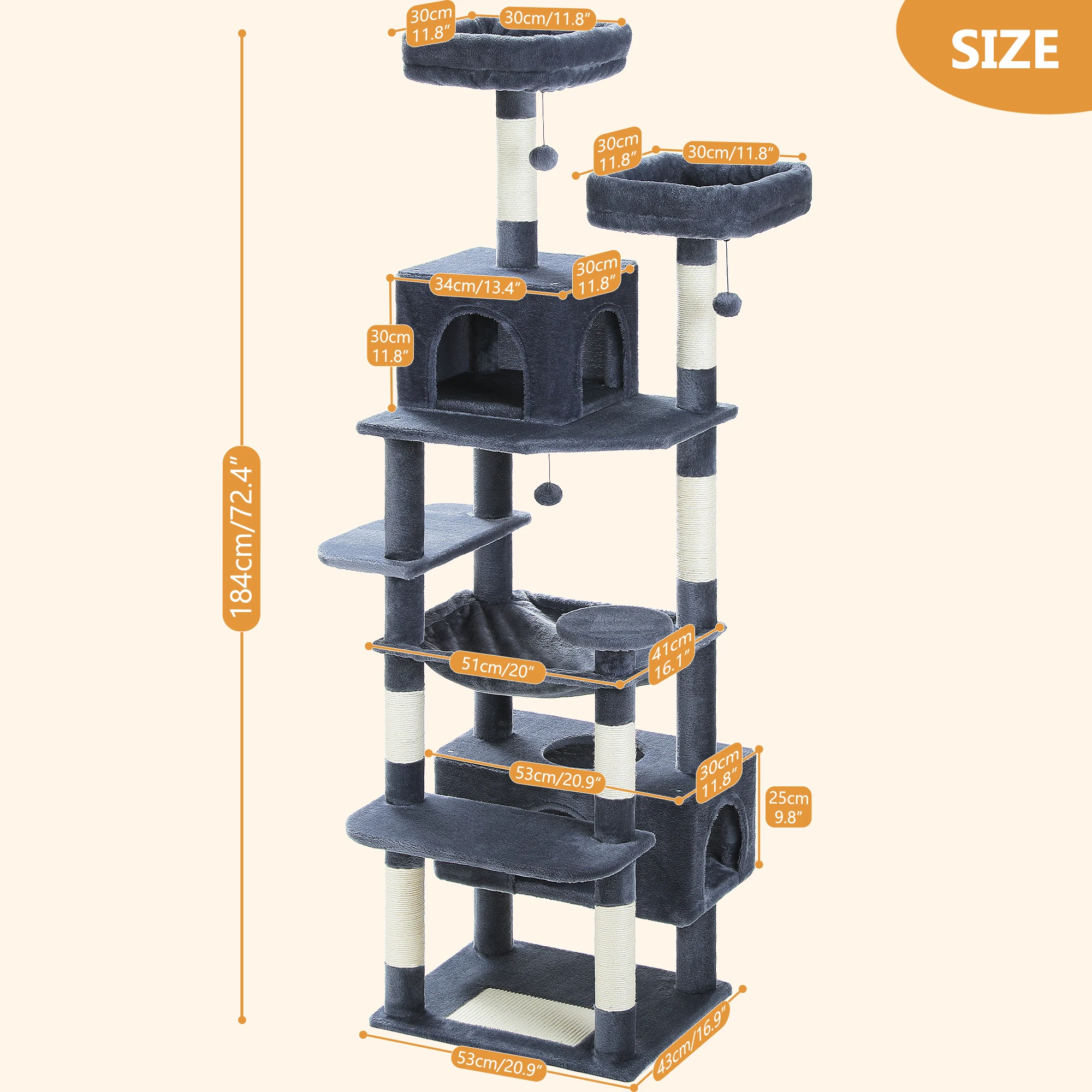 Torre de árbol para gatos vista frontal