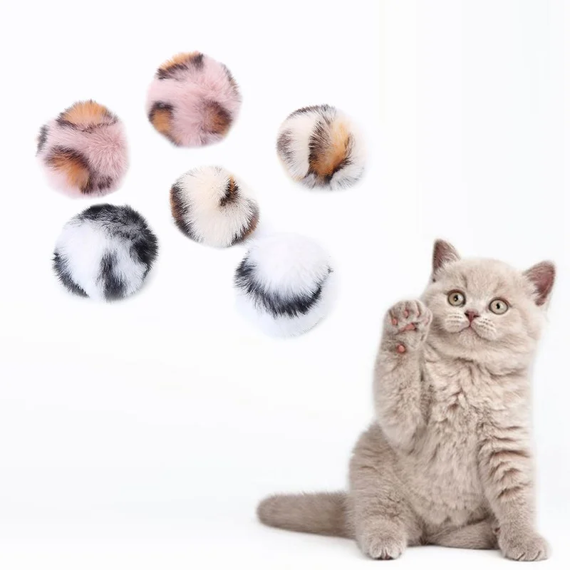 Juguete para gatos y perros pelota suave de felpa leopardo - imagen 2