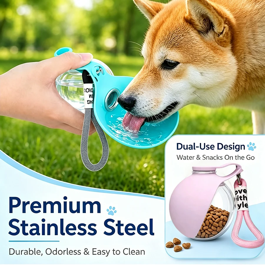 Botella bebedero plegable para perro y gato – Antigoteo paseos - imagen 2