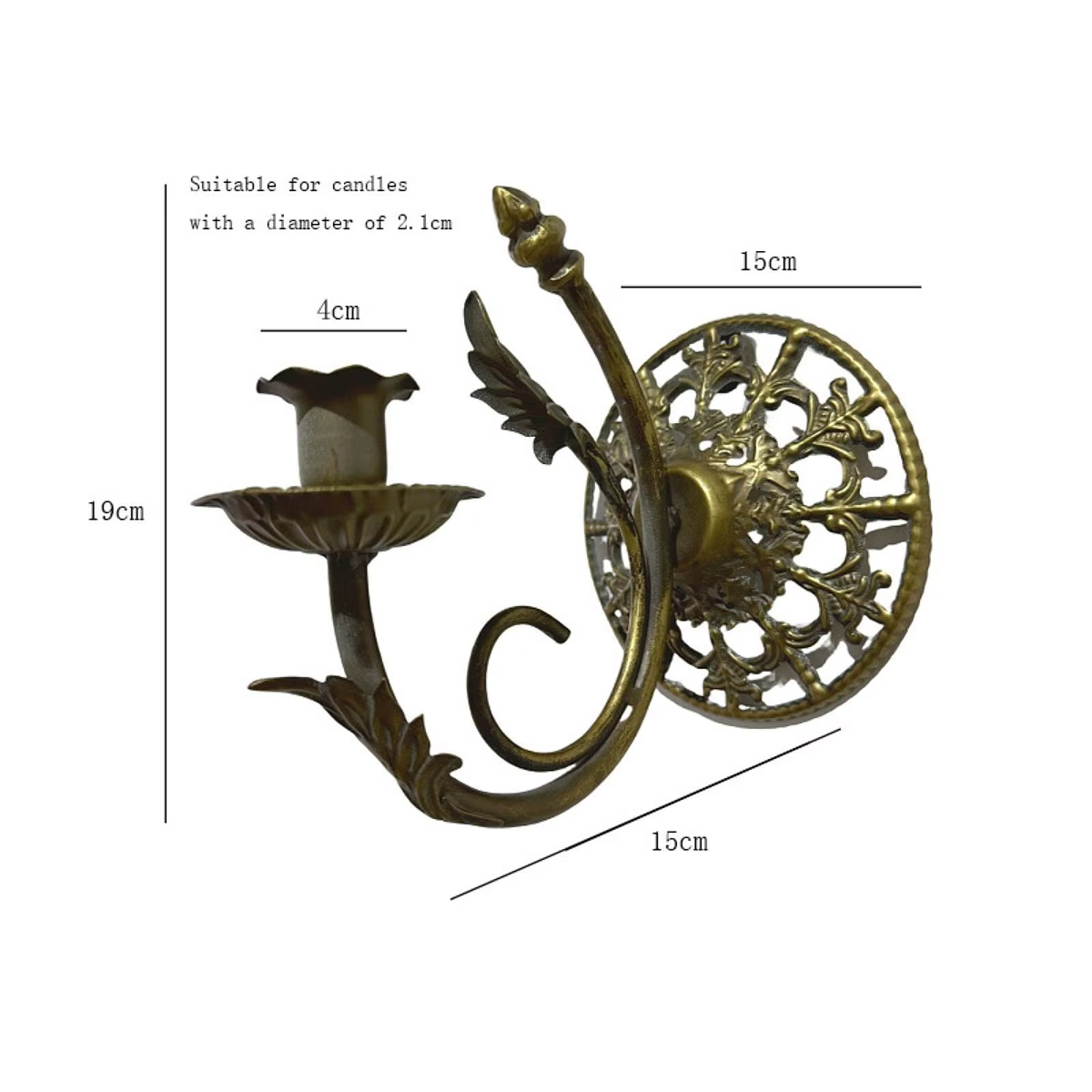 Portavelas de pared de hierro en bronce para hogar y mascotas - imagen 5