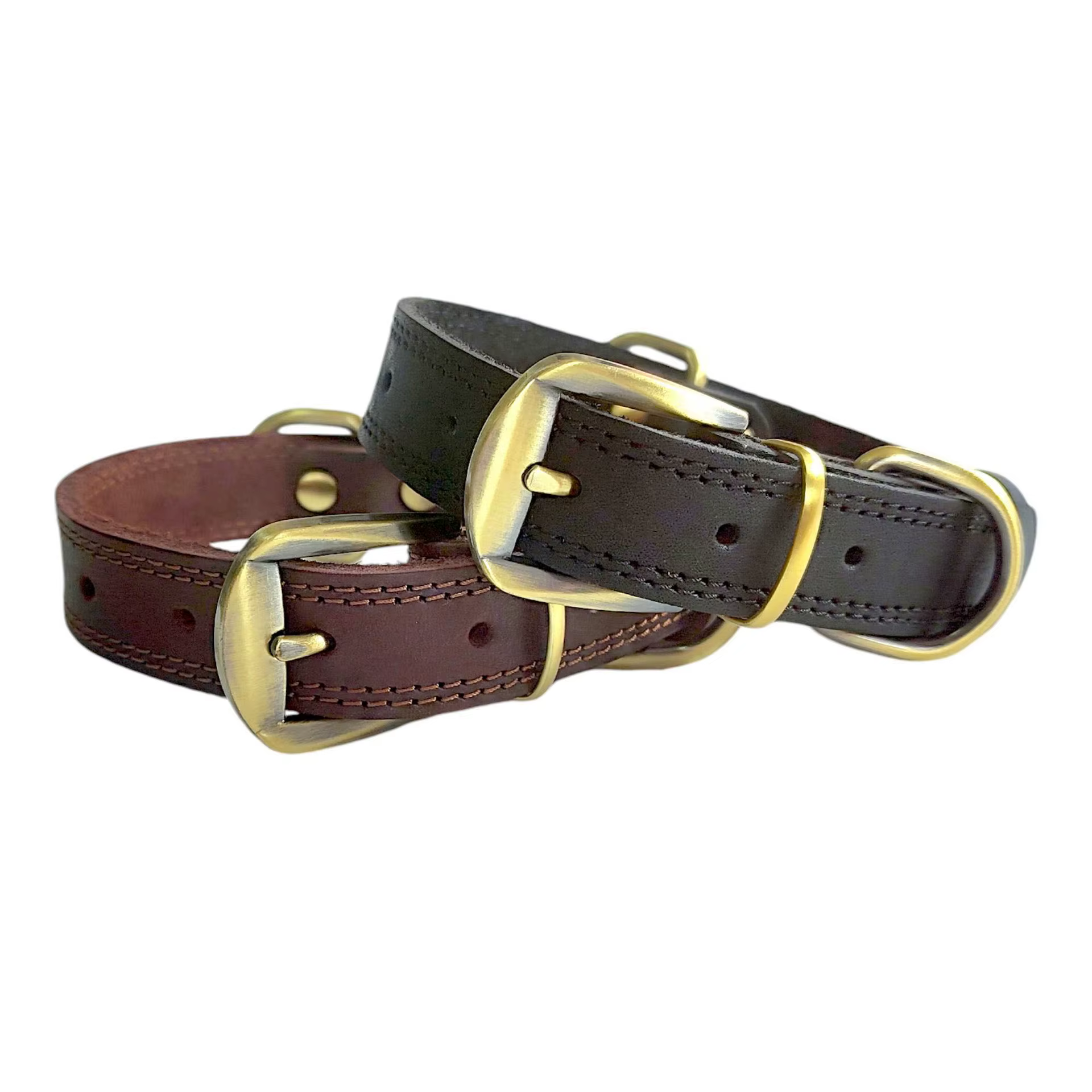 Collar de cuero genuino artesanal para perro – Hebilla de latón - imagen 5