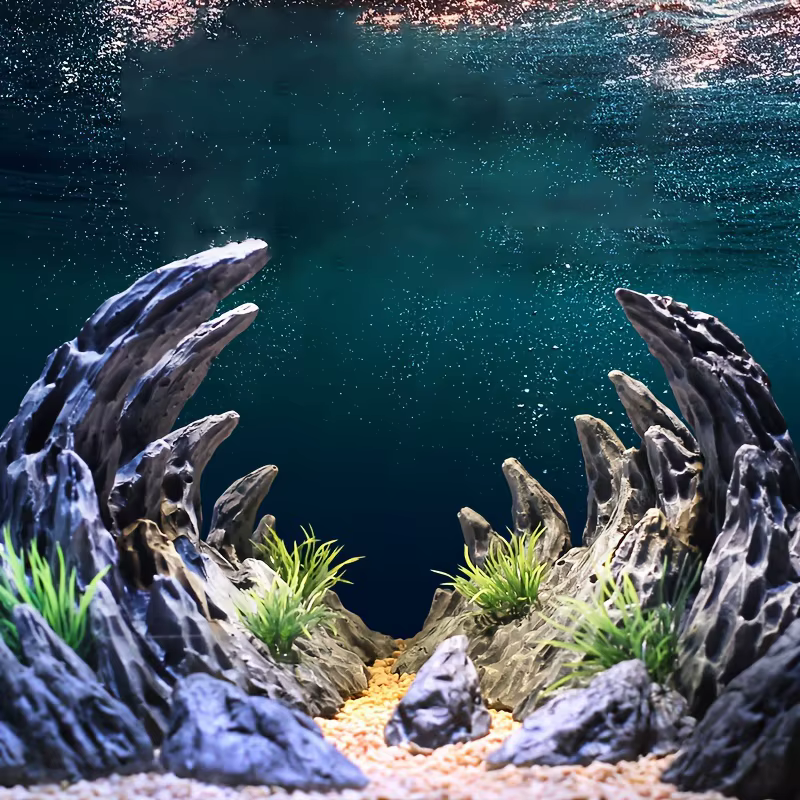 Fuente de roca para acuario – Decoración micro paisaje con resina - imagen 3