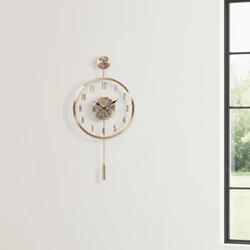 Reloj de pared cuarzo con péndulo, lectura clara y lujosa, para salón