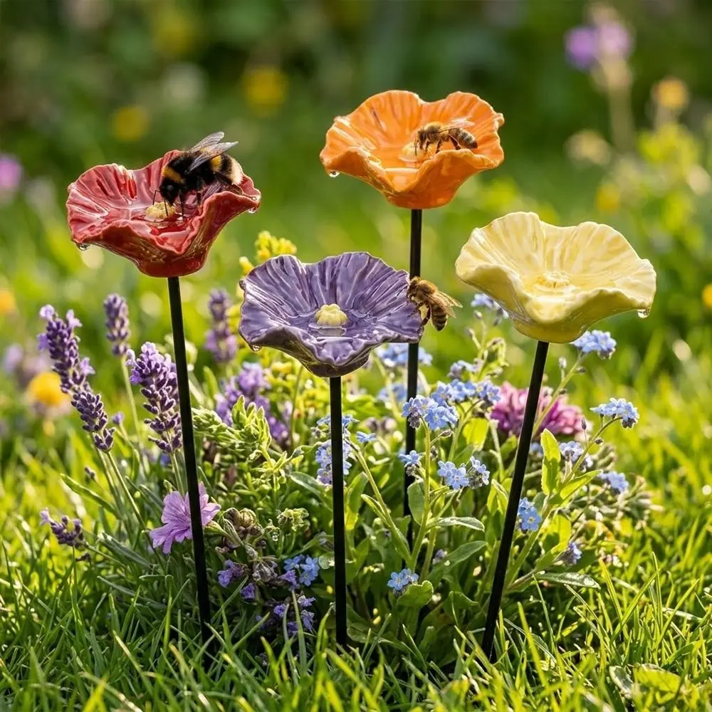 Bebedero portátil para aves y abejas, fuente de agua floral - imagen 4